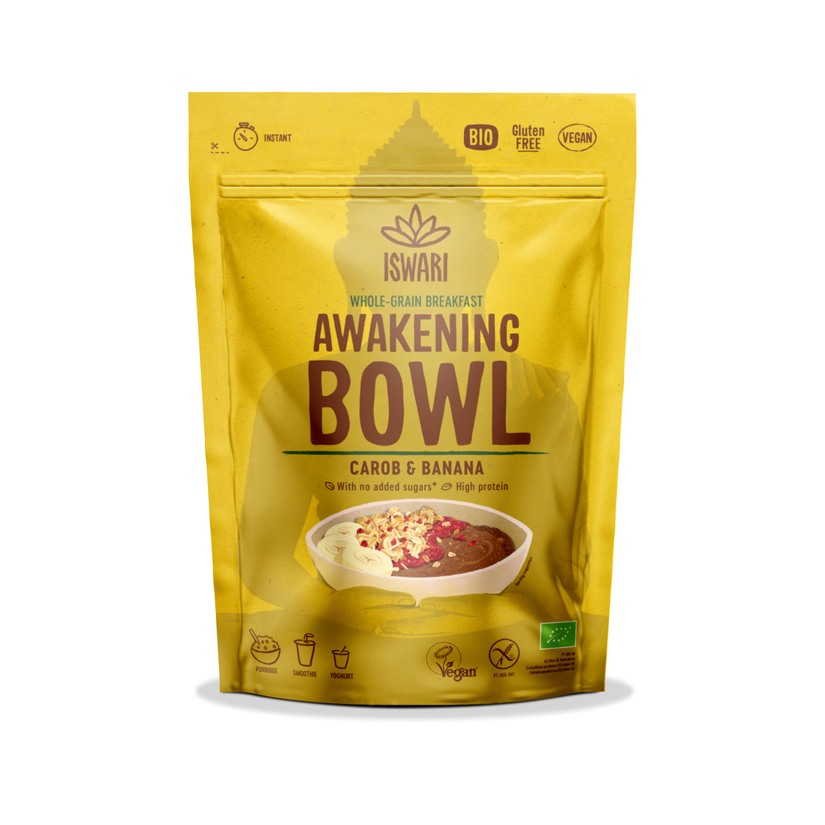 230159 Směs instantní Awakening Bowl - banán a karob 360 g BIO ISWARI -1