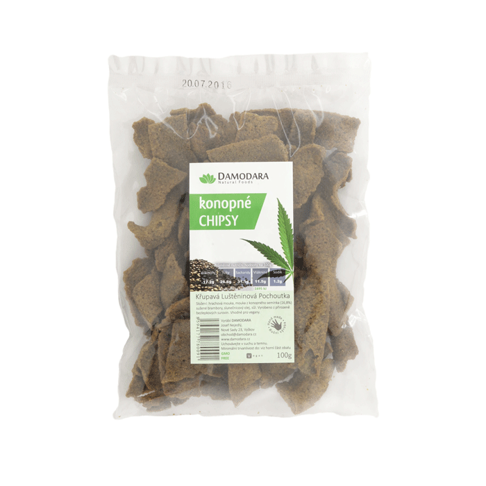 DAMODARA Hrachová pochúťka s konope "chipsy" 100g