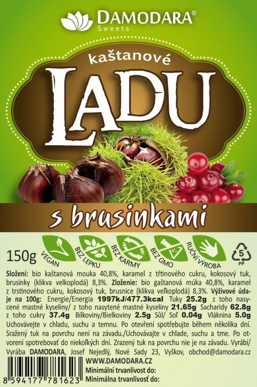 DAMODARA Ladu gaštanové s brusnicami 150g