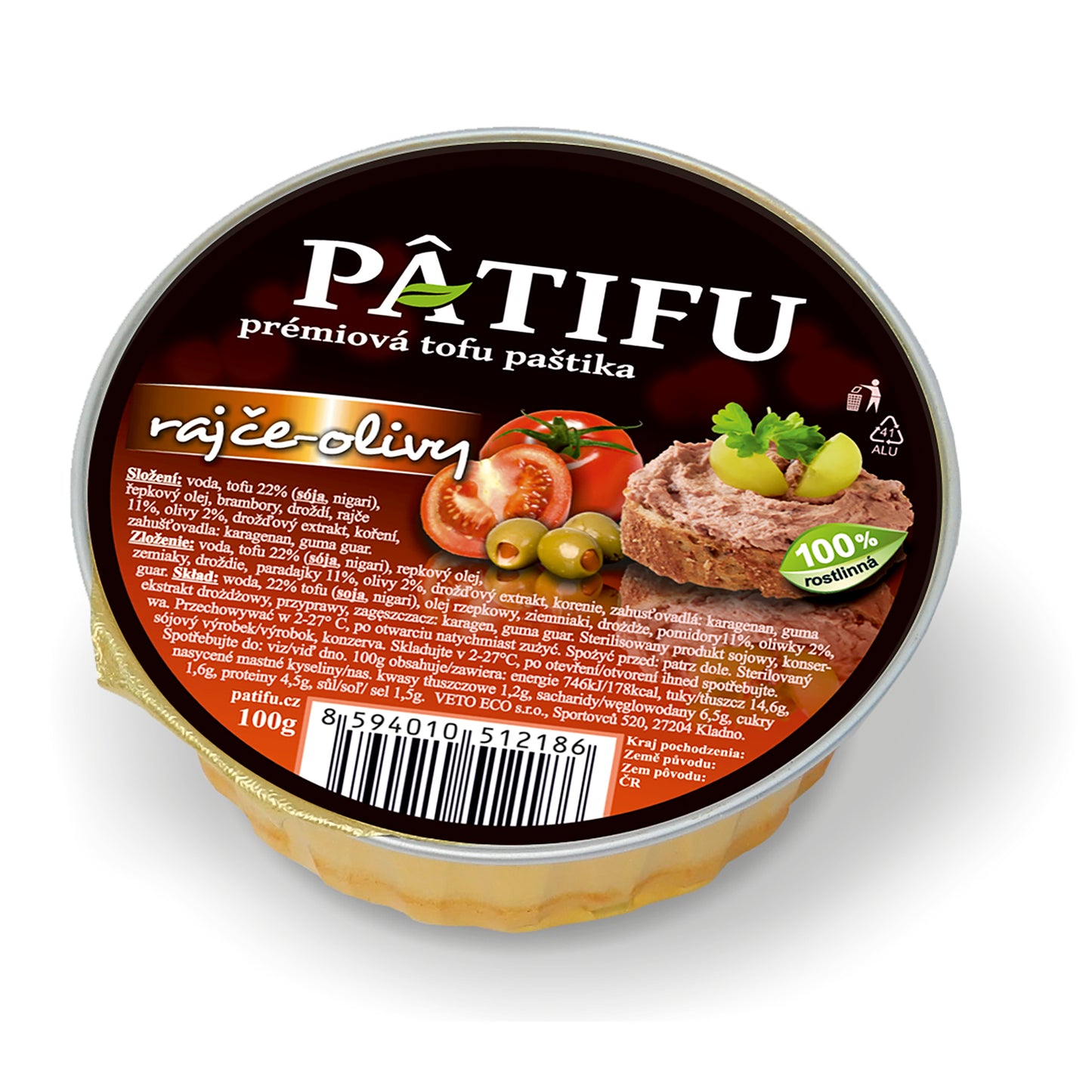 312035 Paštika PATIFU rajče a olivy 100 g VETO ECO-1