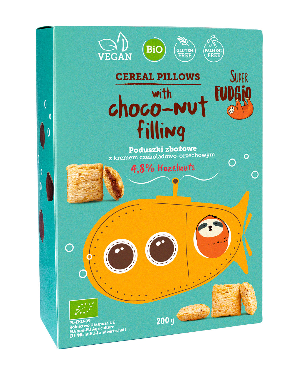 Super Fudgio Bio cereálie s orieškovým krémom vegan 200g
