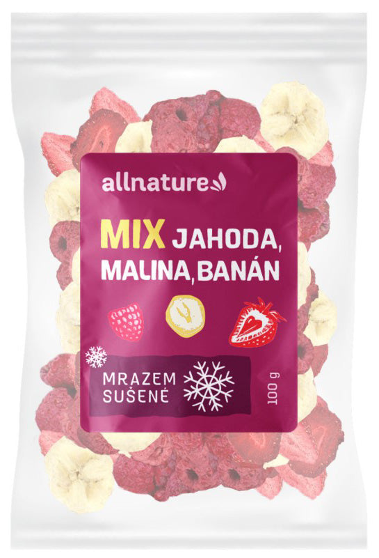 Allnature Mix lyofilizovaného ovocie - jahoda, malina, banán 100 g