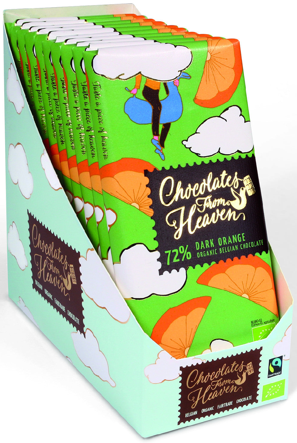 Bio Chocolates from Heaven horká čokoláda 72% s pomarančom 100g