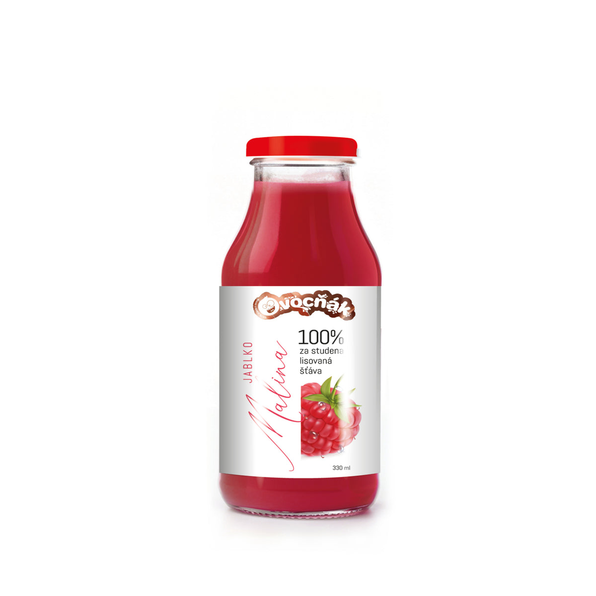 552122 Mošt ovocný jablko-malina sklo 330ml OVOCŇÁK-1