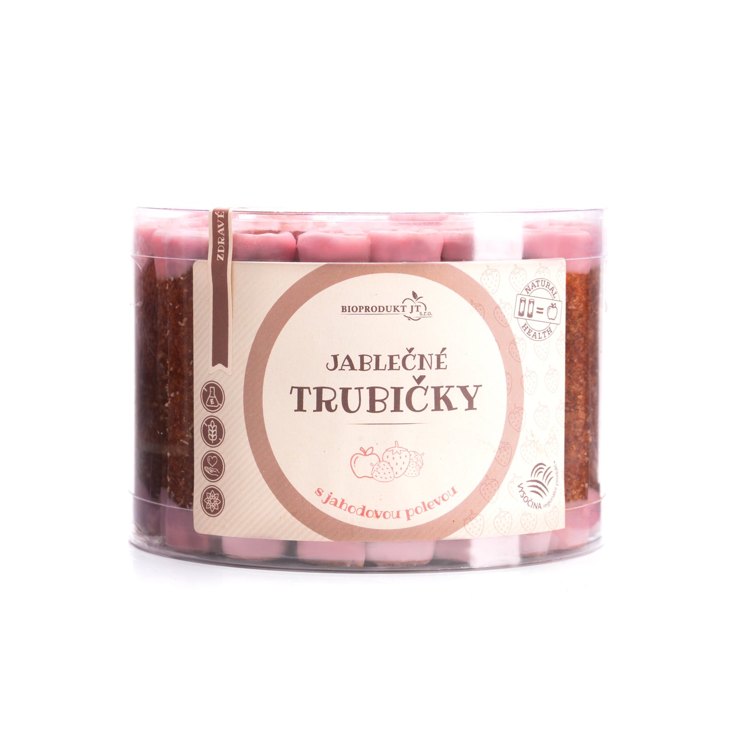 662071 Trubičky jablečné s jahodovým jogurtem dóza 540 g BIOPRODUKT JT-1