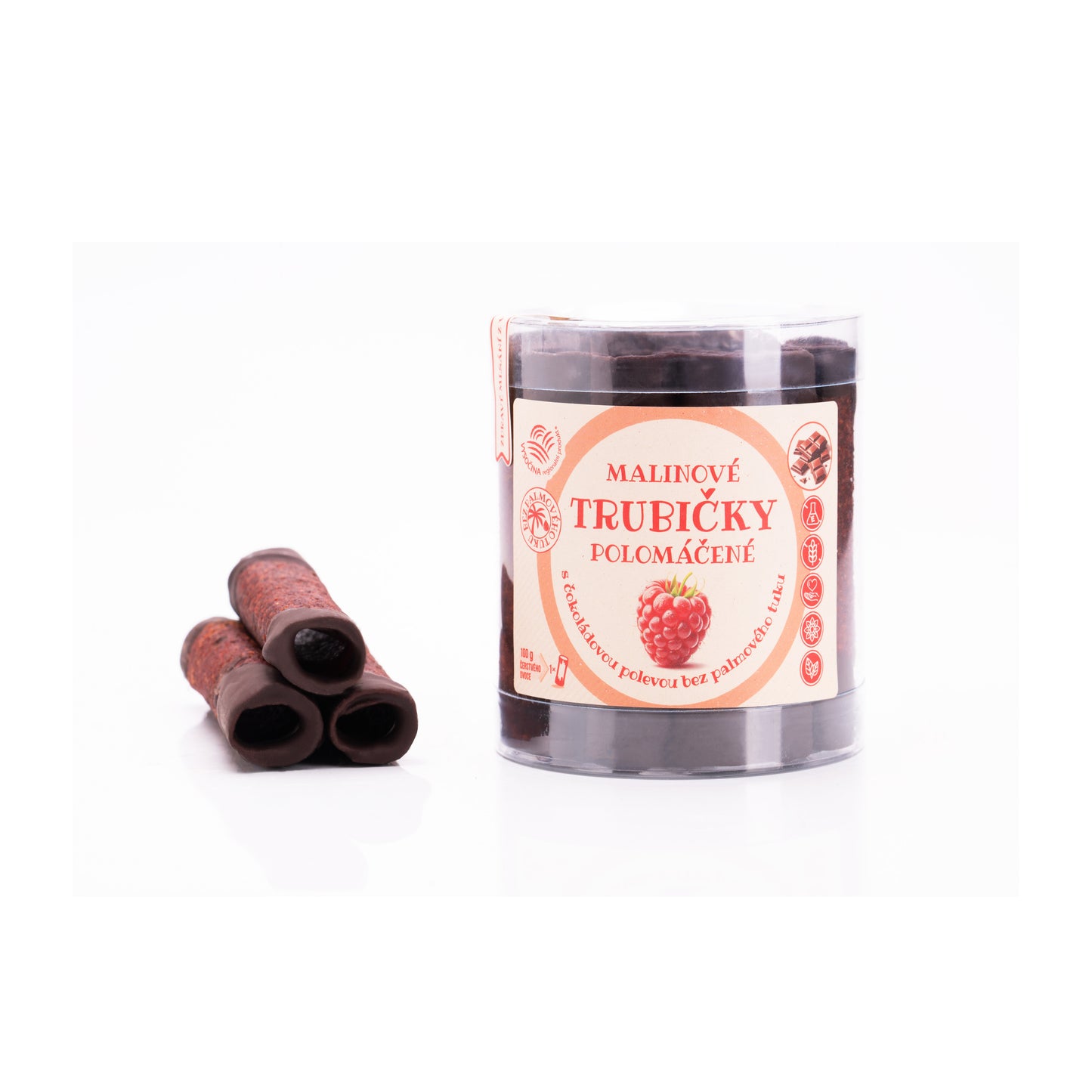 662248 Trubičky ovocné polomáčené malina 220 g BIOPRODUKT JT-1