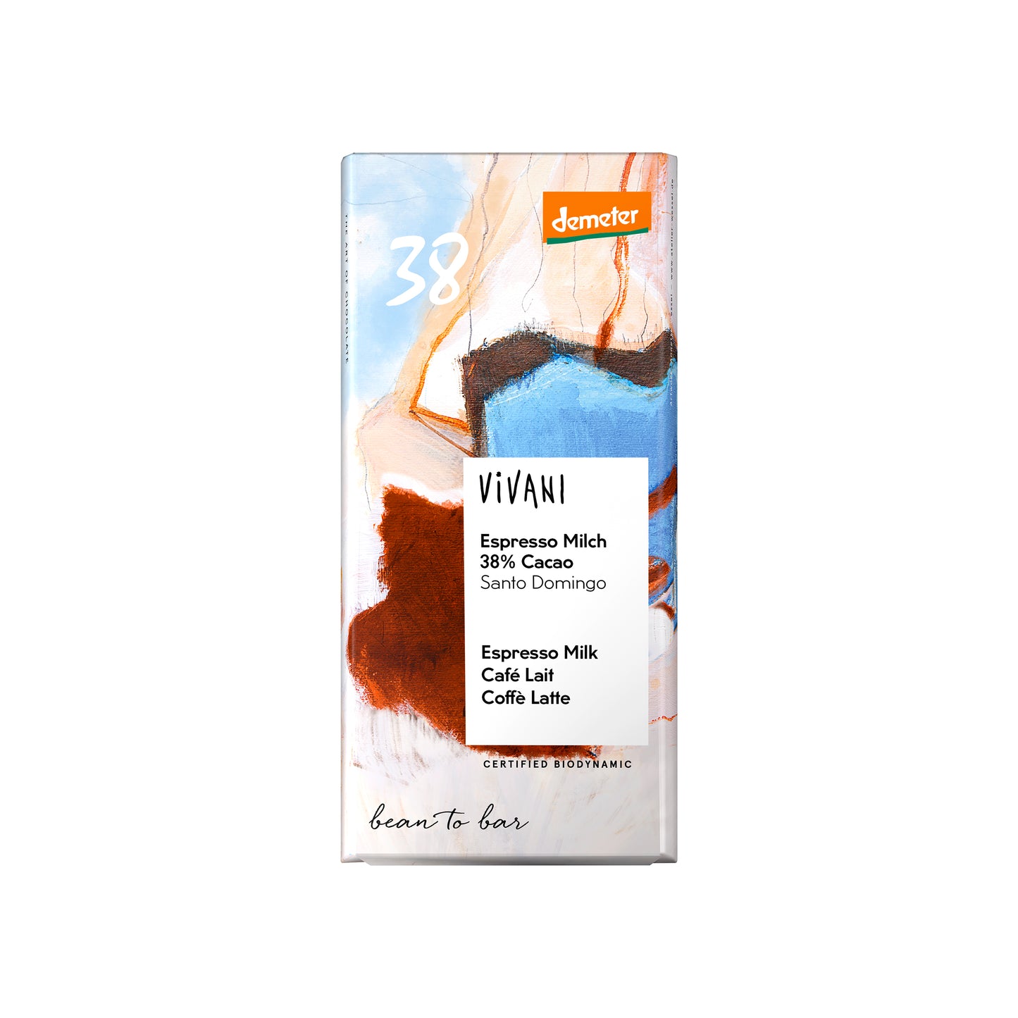 665362 Čokoláda mléčná Espresso Milk 38 % 90 g BIO VIVANI-1