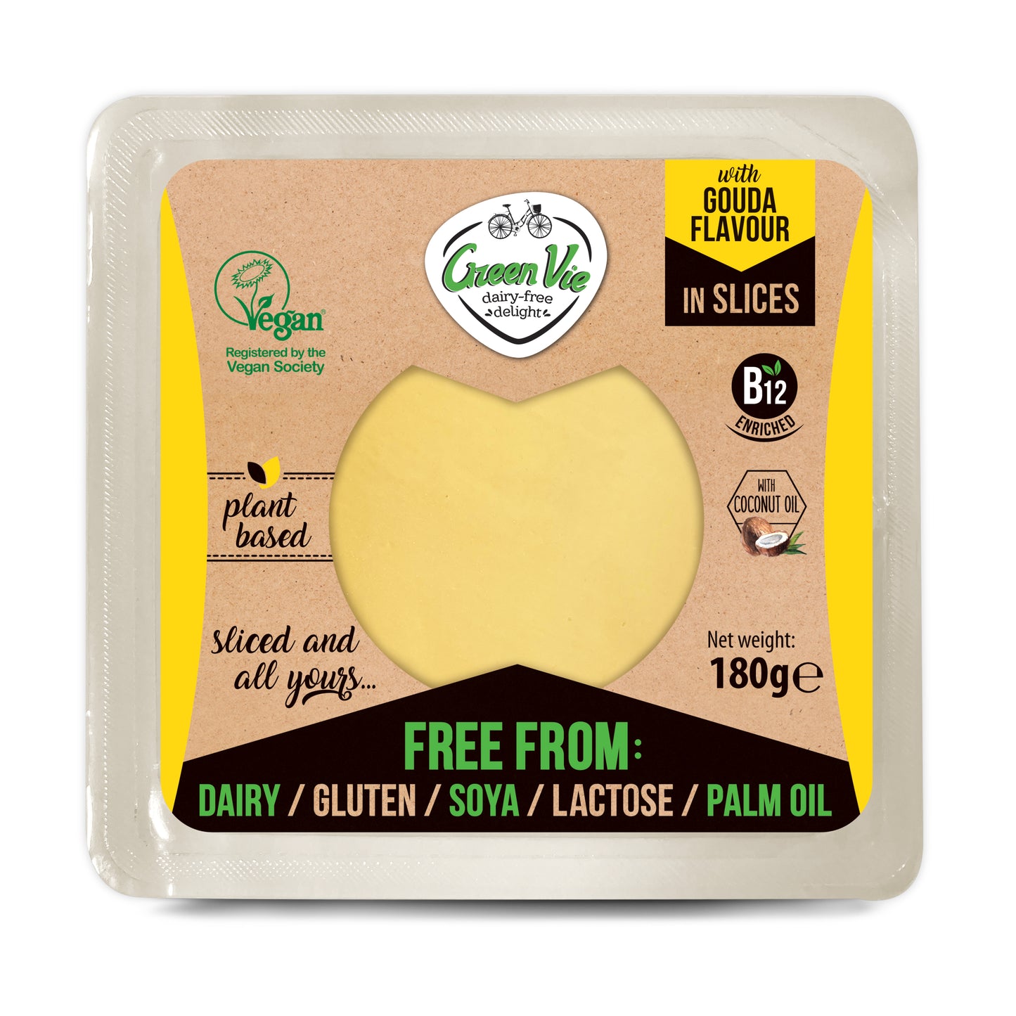 712099 Veganská alternativa sýru gouda plátky 180 g GREENVIE-3