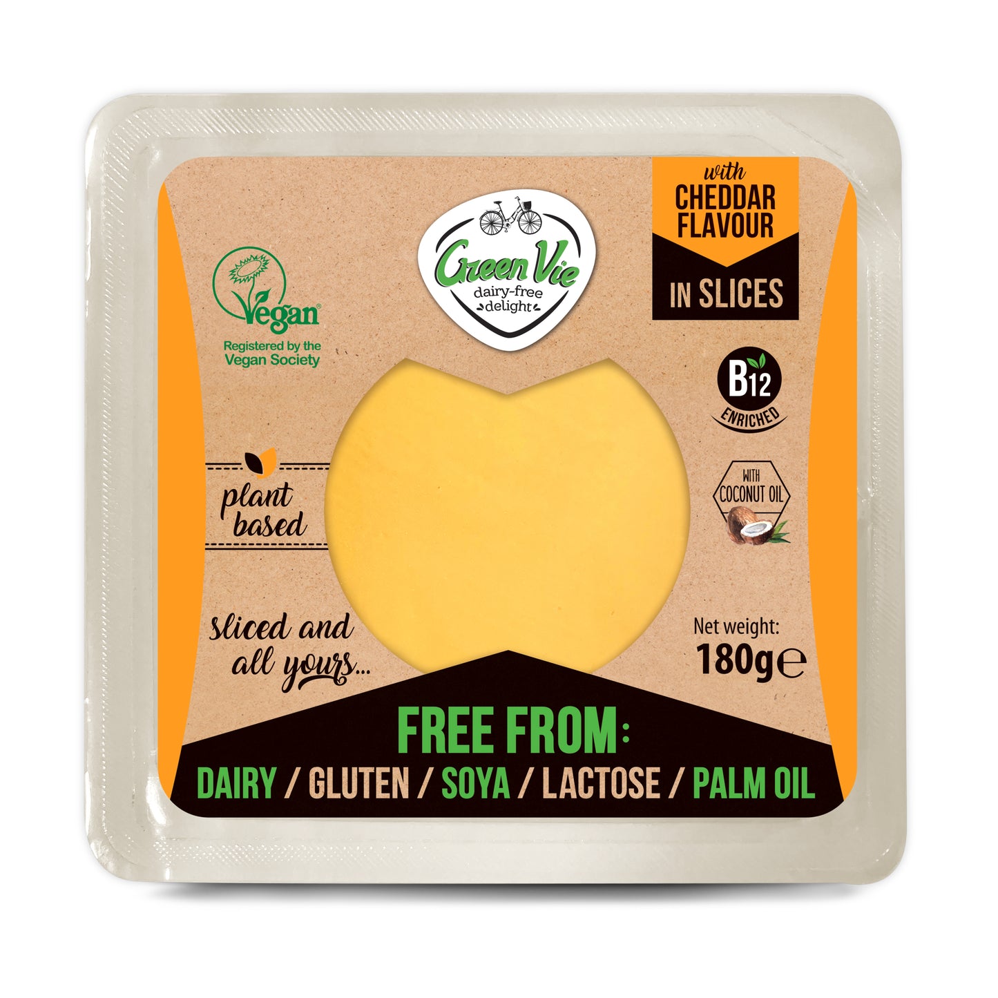 712101 Veganská alternativa sýru cheddar plátky 180 g GREENVIE-3