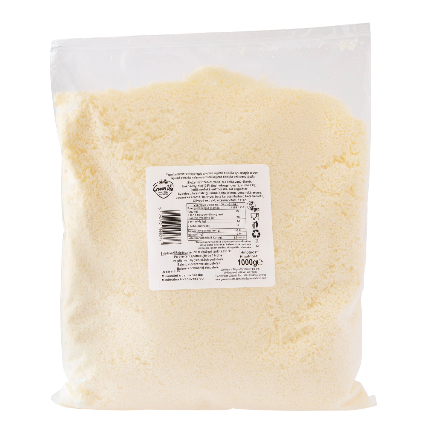 712126 Veganská alternativa sýru parmezán strouhaný 1 kg GREENVIE-1