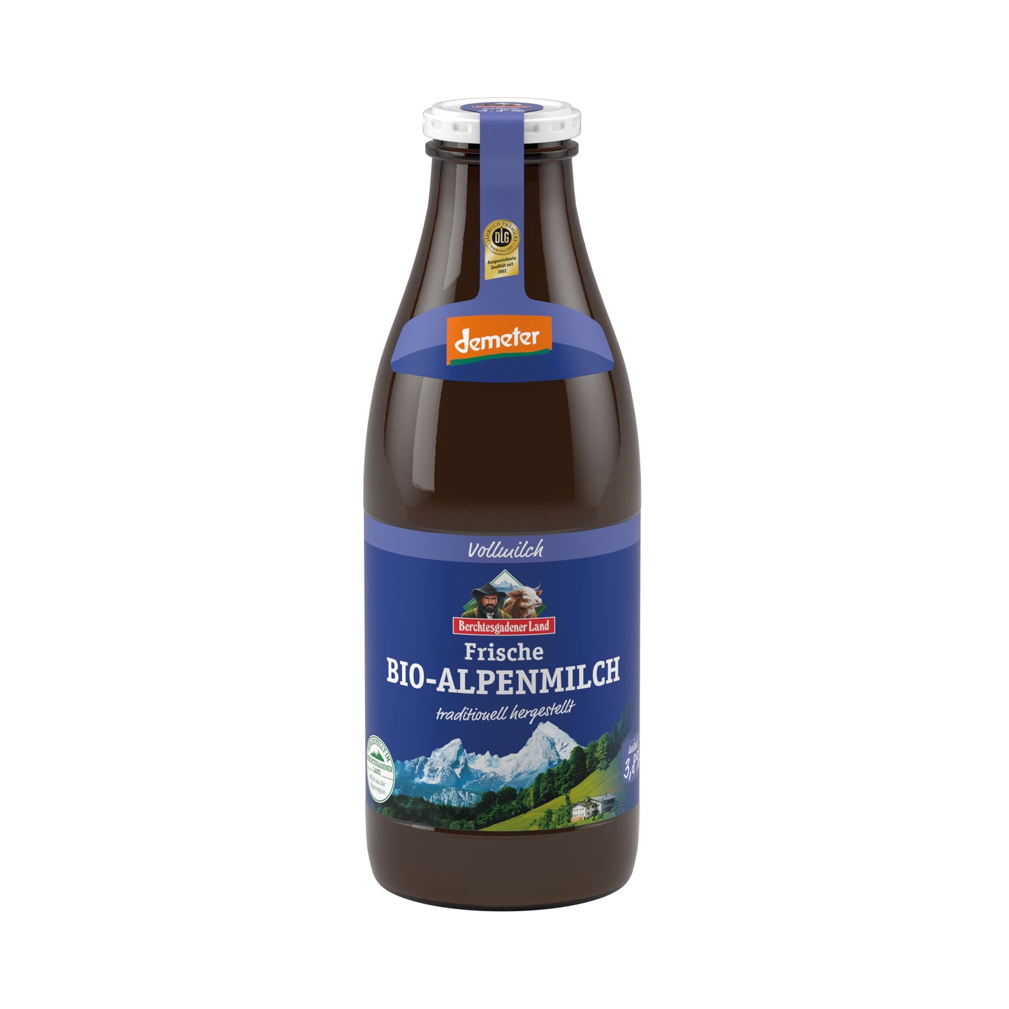 721163 Mléko čerstvé alpské plnotučné sklo 1 l BIO BGL-1