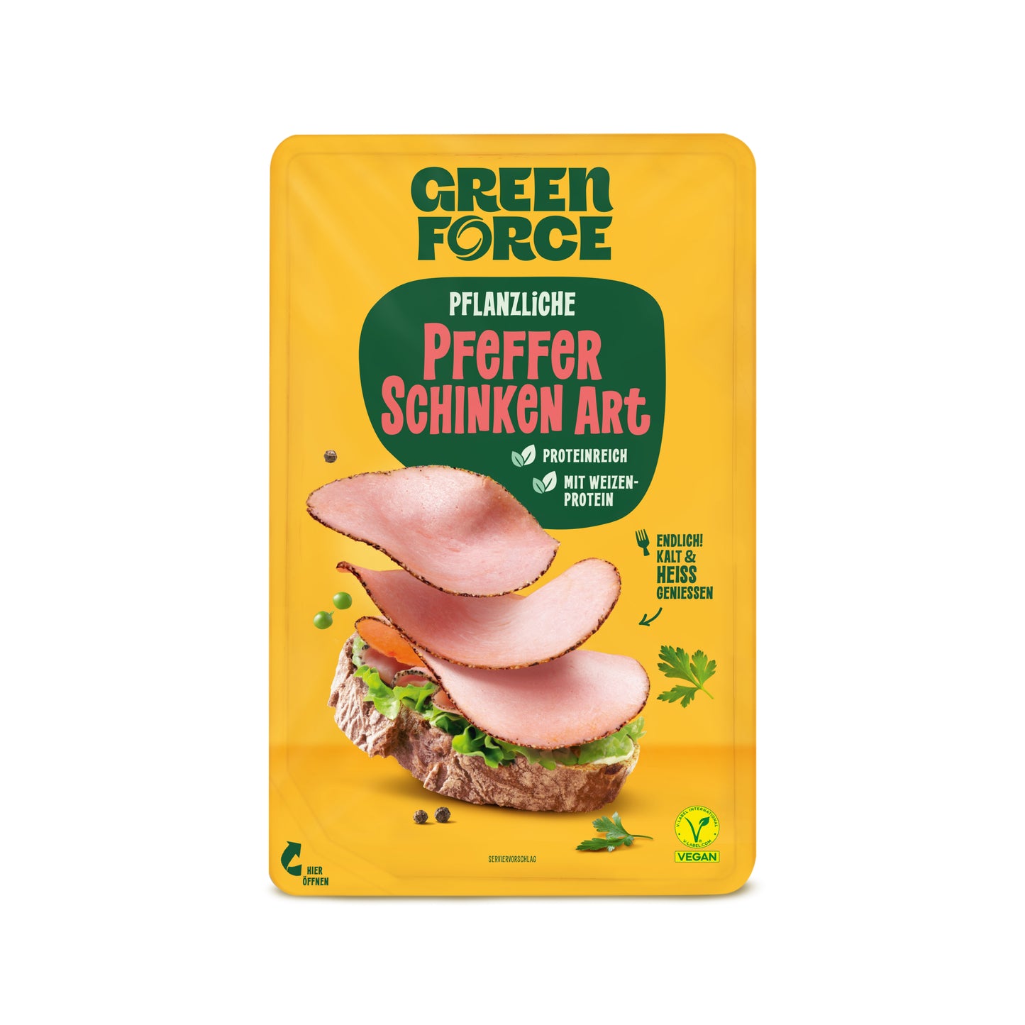 742196 Plátky alternativa vařené šunky s pepřem 70 g GREEN FORCE-1