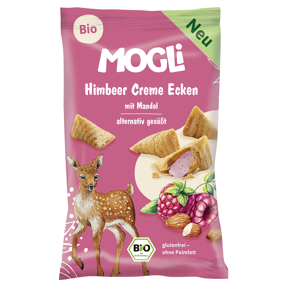 MOGLiI bio plnené malinové taštičky 30g