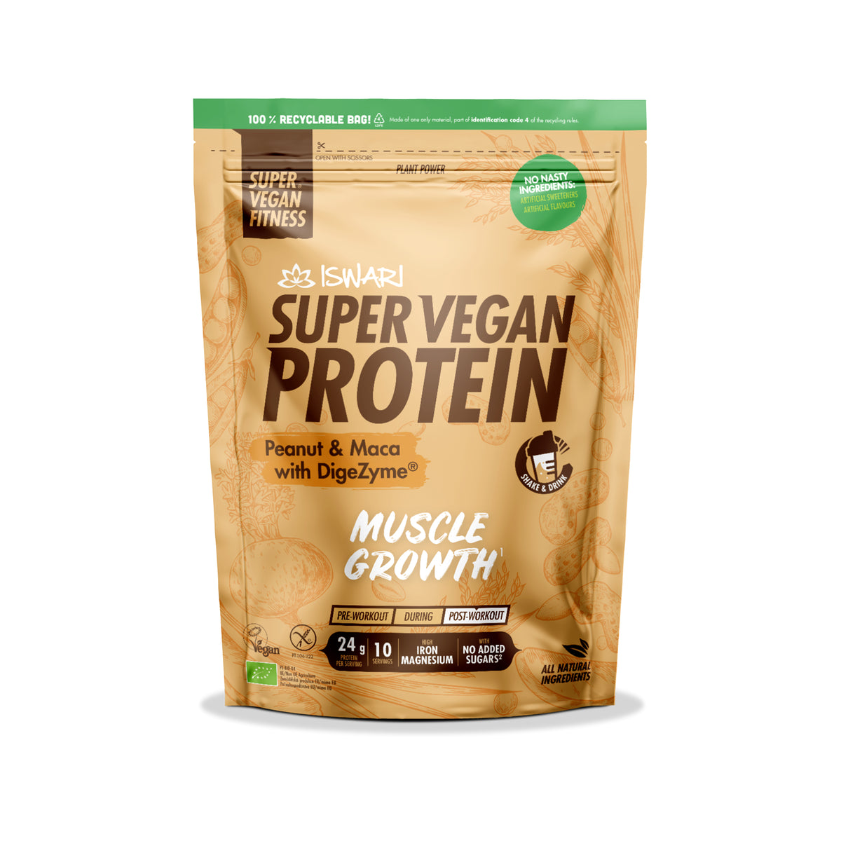 913120 Protein vegan s arašídy a Maca 400 g BIO ISWARI -1