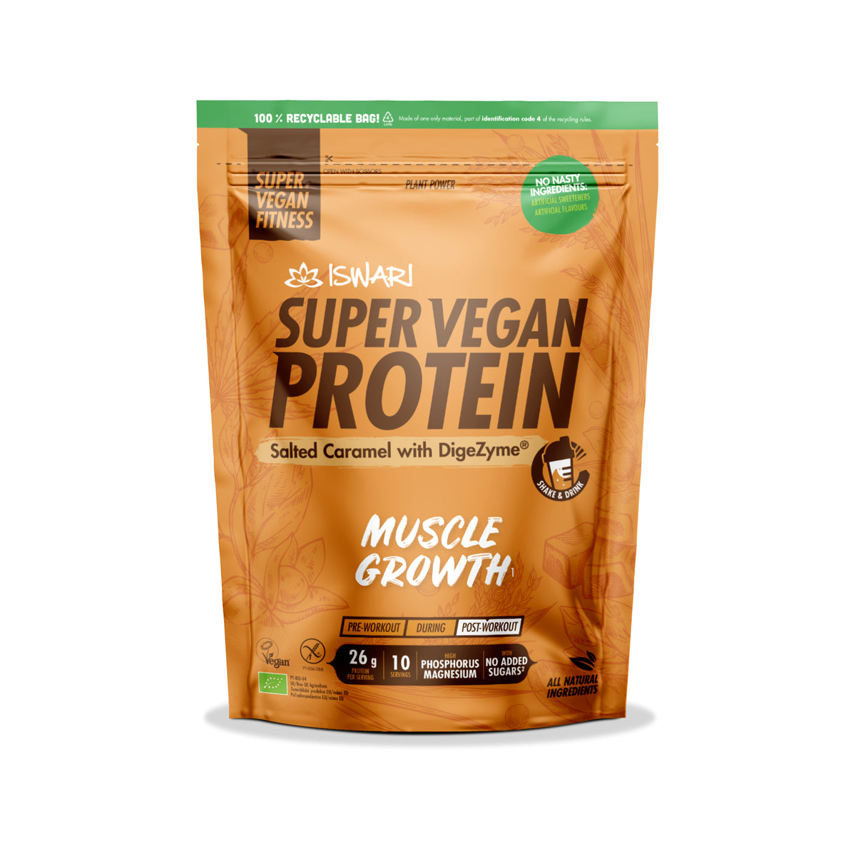 913122 Protein vegan s příchutí slaného karamelu 400 g BIO ISWARI -1