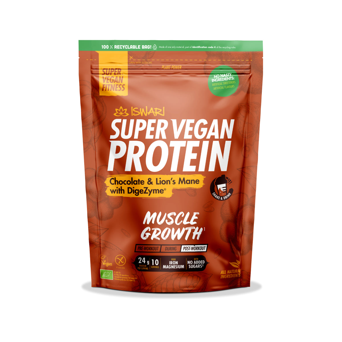 913123 Protein vegan s Lion´s Mane a příchutí kakaa 400 g BIO ISWARI -1