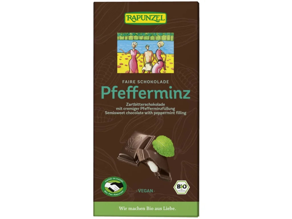 Čokoláda horká s mätovou náplňou 100g bio Rapunzel