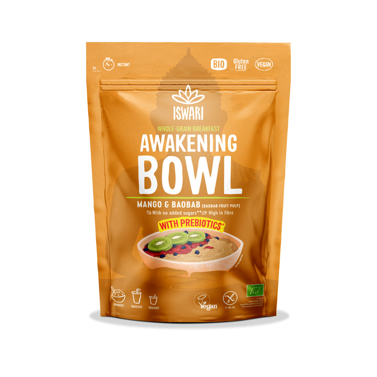 230163 Směs instantní Awakening Bowl mango a baobab 360 g BIO   ISWARI -1