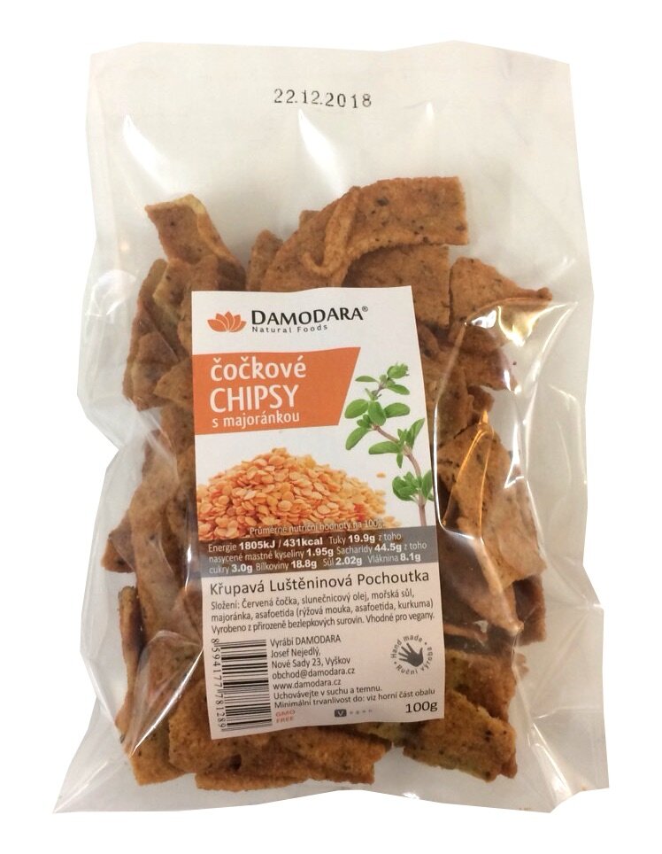 DAMODARA Šošovicová pochúťka s majoránkou "chipsy" 100g