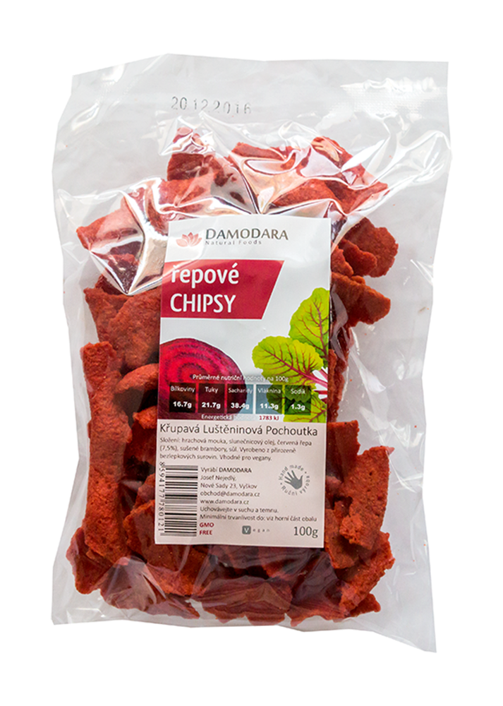 DAMODARA Hrachová pochúťka s červenou repou "chipsy" 100g