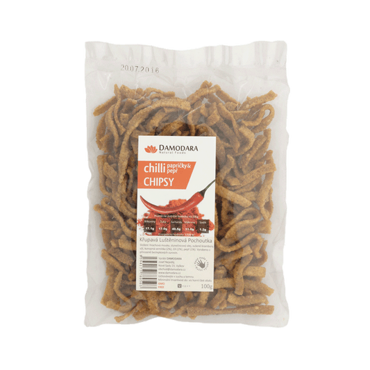 DAMODARA Hrachová pochúťka " chipsy" chili 100g