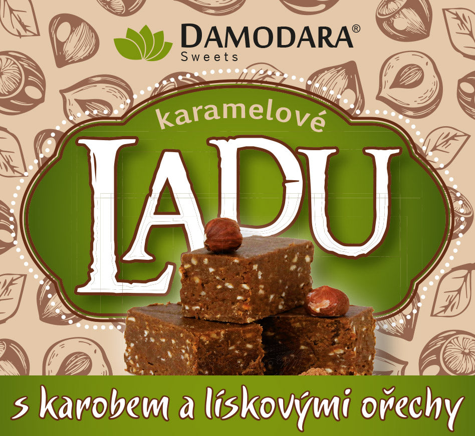 DAMODARA Ladu s karobom a lieskovými orechmi 150g