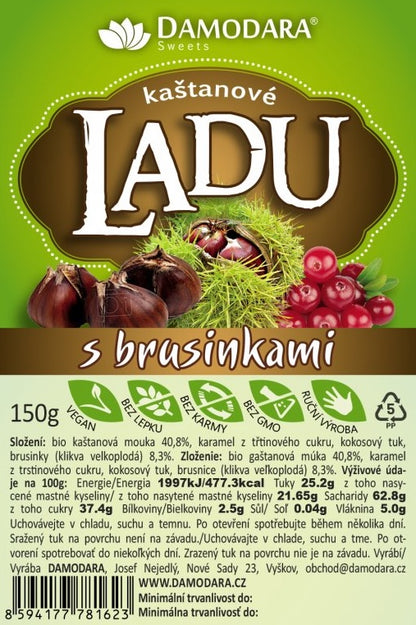 DAMODARA Ladu gaštanové s brusnicami 150g