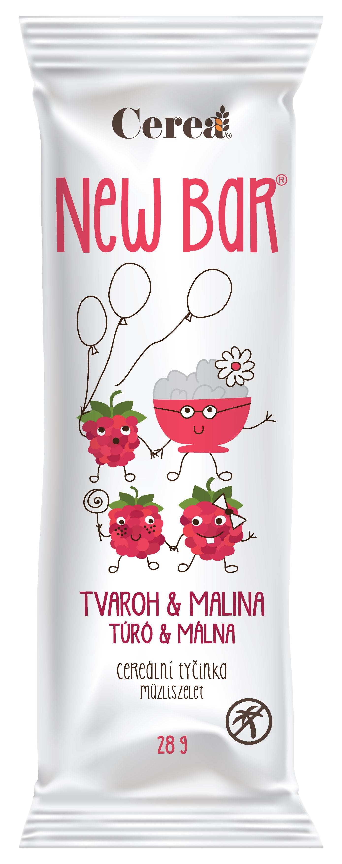 CEREA New Bar tvaroh-malina, 28g