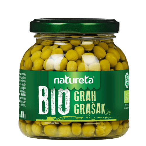 BIO hrášok  sterilizovaný 300g Natureta  (sklo)