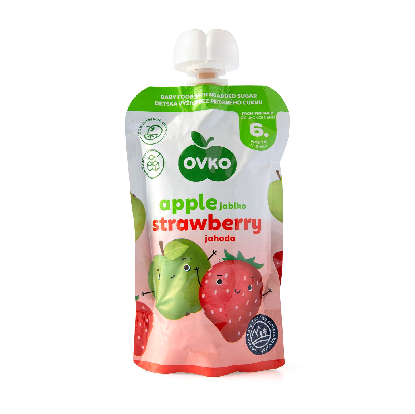 332044 Příkrm jablko, jahoda - kapsička 120 g   OVKO-1