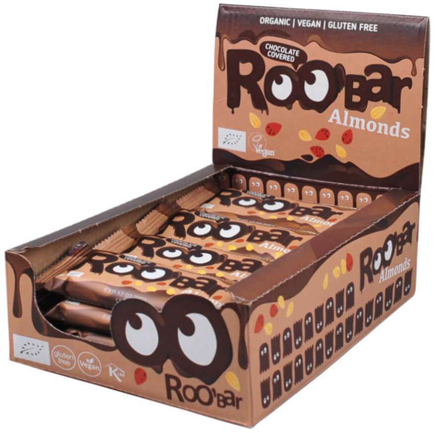Roo'bar mandľová tyčinka v čokoláde bio 30 g