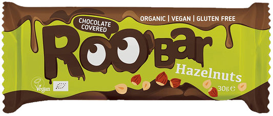 Roo'bar lieskovo oriešková tyčinka v čokoláde bio 30 g