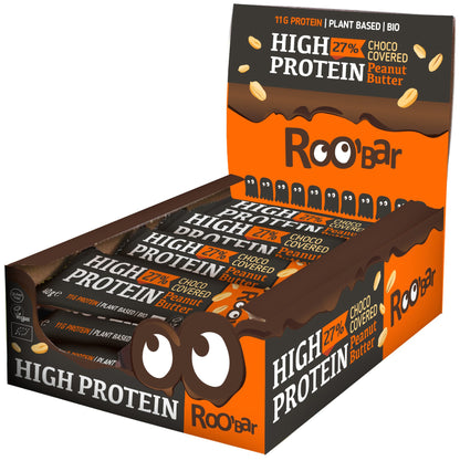 Roo'bar vysokoproteínová tyčinka s arašidmi v čokoláde 40 g bio