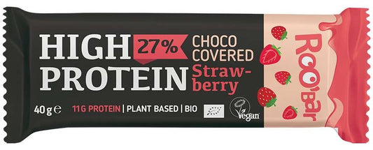 Roo'bar vysokoproteínová tyčinka jahodová v čokoláde 40 g bio