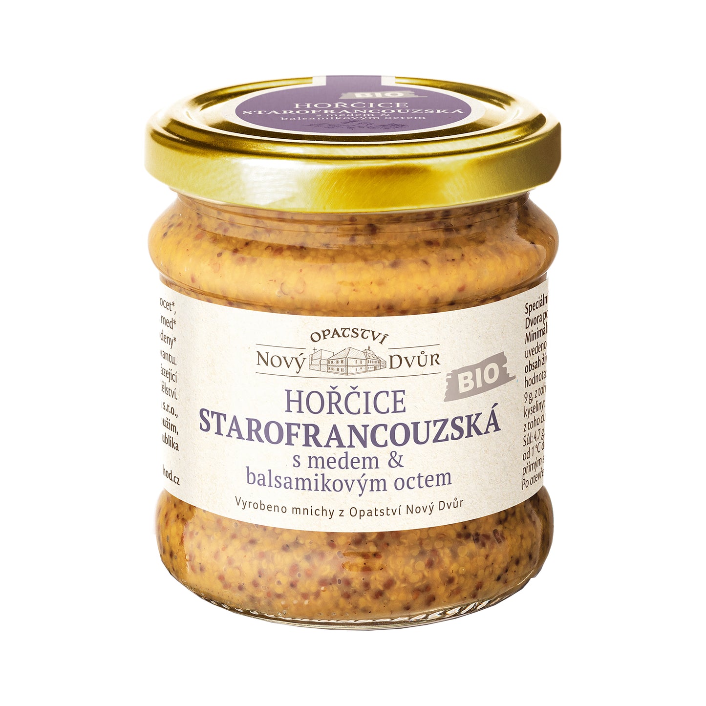 440213 Hořčice starofrancouzská s medem a balsamikem 195 g BIO   LABORA-1