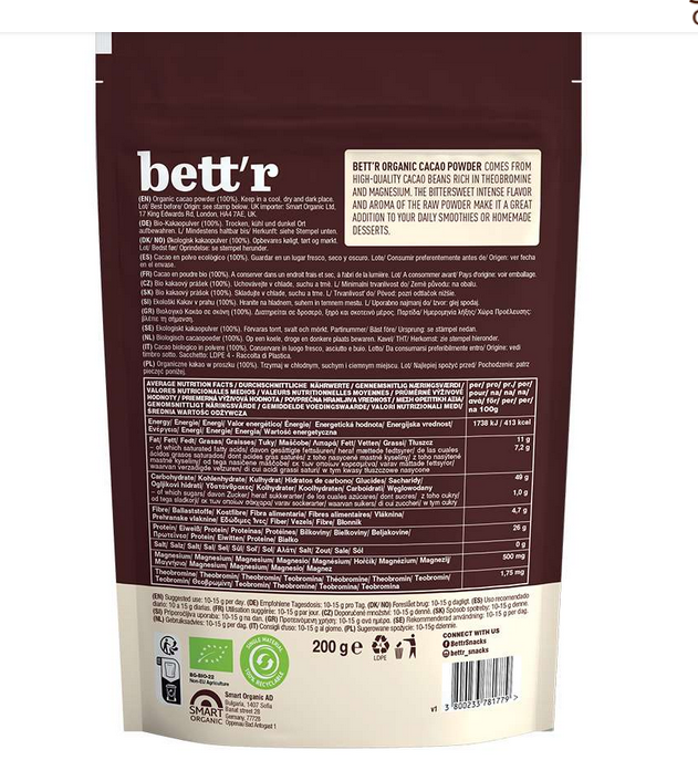 bett'r bio kakao  100% 200g