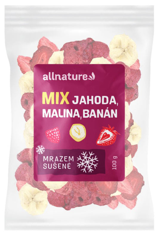 Allnature Mix lyofilizovaného ovocie - jahoda, malina, banán 100 g