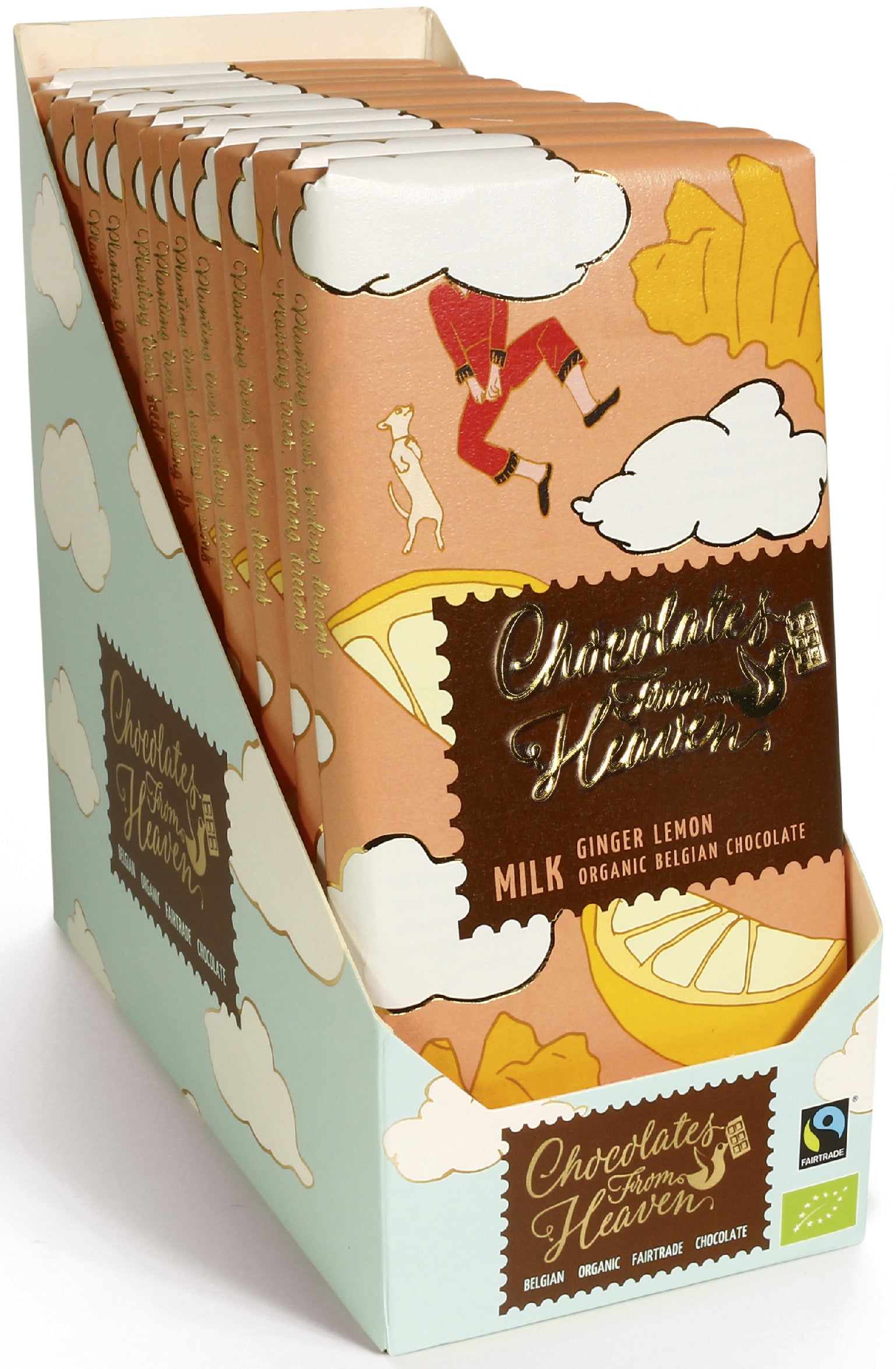 Bio Chocolates from Heaven mliečna čokoláda so zázvorom a citrónom  100g