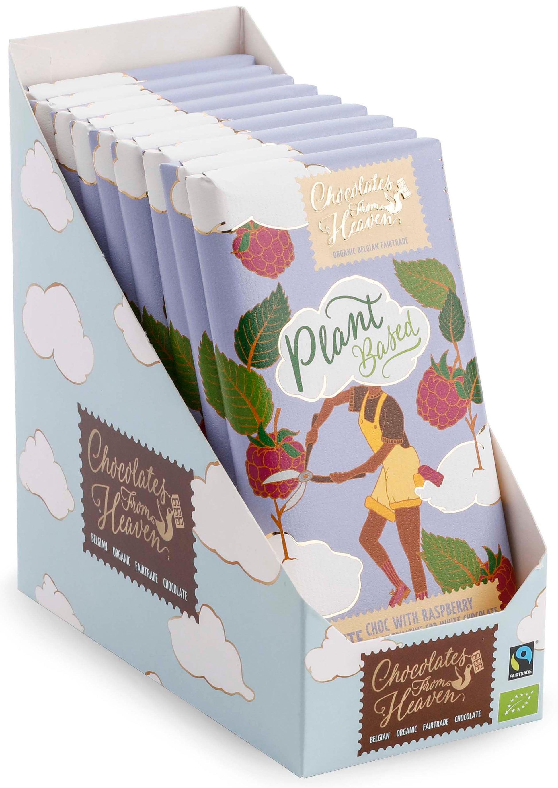 Bio Chocolates from Heaven vegan ryžová biela čokoláda s malinami 100g