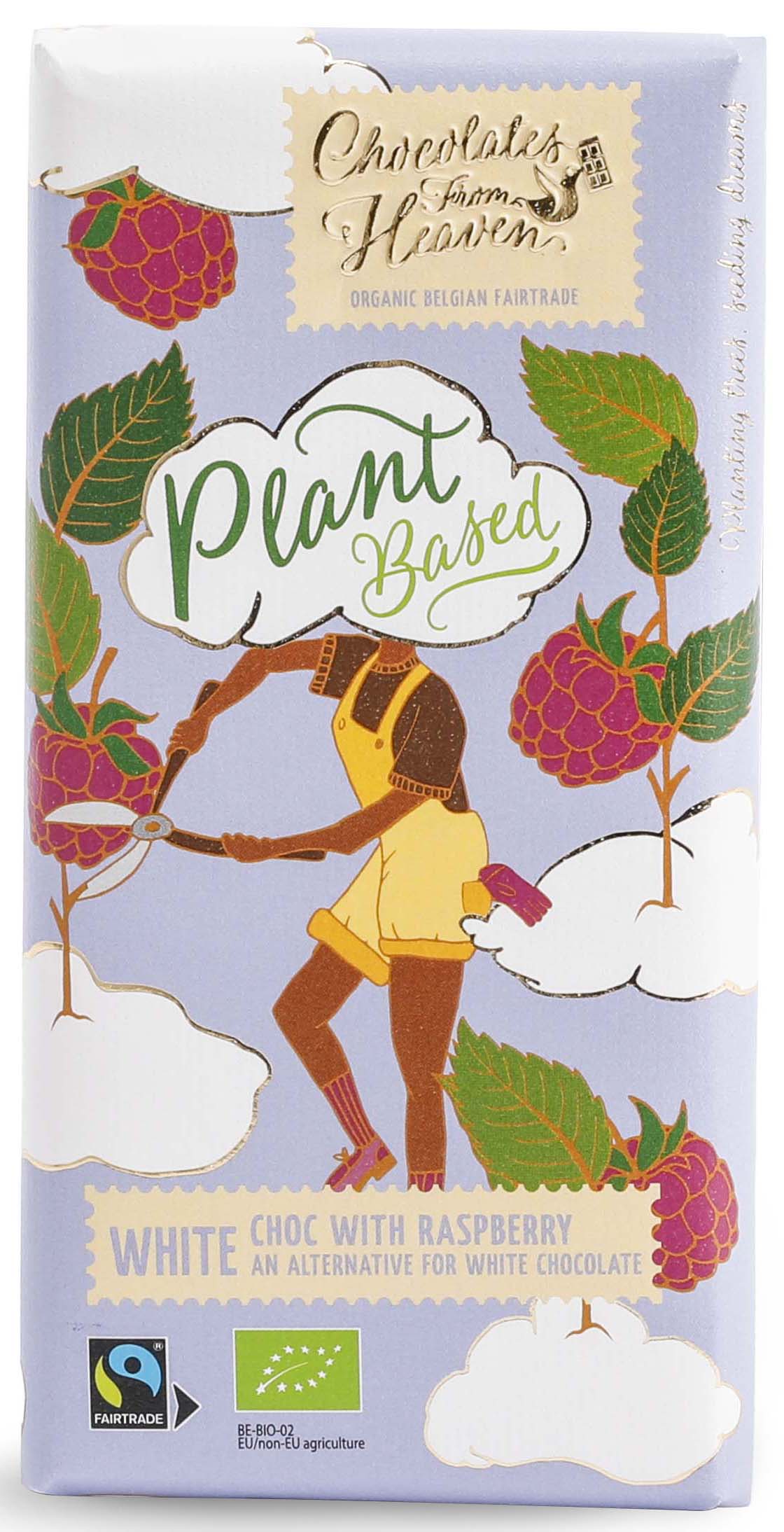 Bio Chocolates from Heaven vegan ryžová biela čokoláda s malinami 100g