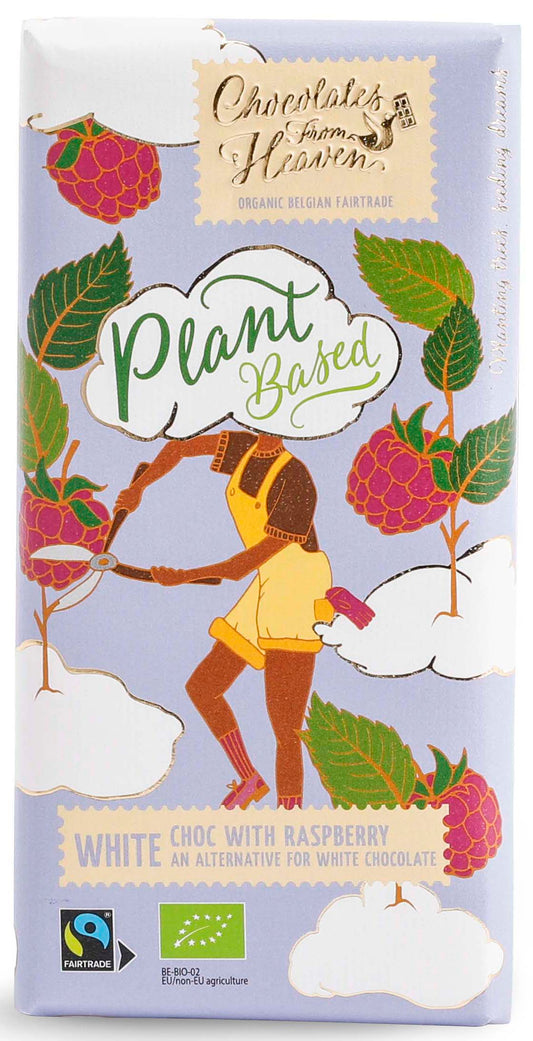 Bio Chocolates from Heaven vegan ryžová biela čokoláda s malinami 100g
