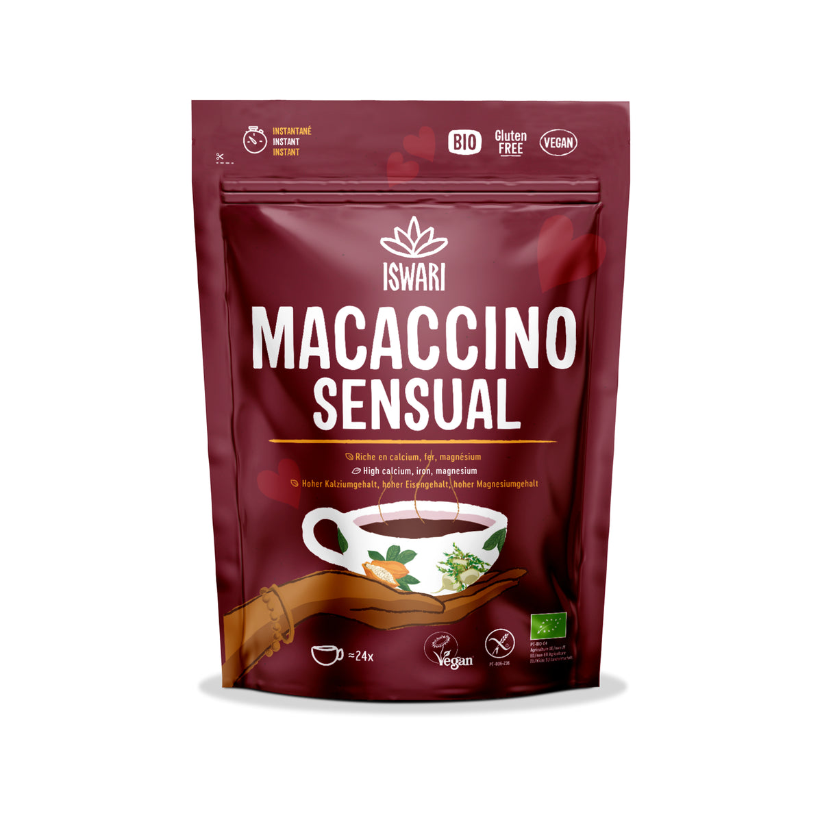 520081 Nápoj instantní Macaccino sensual 250 g BIO   ISWARI -1