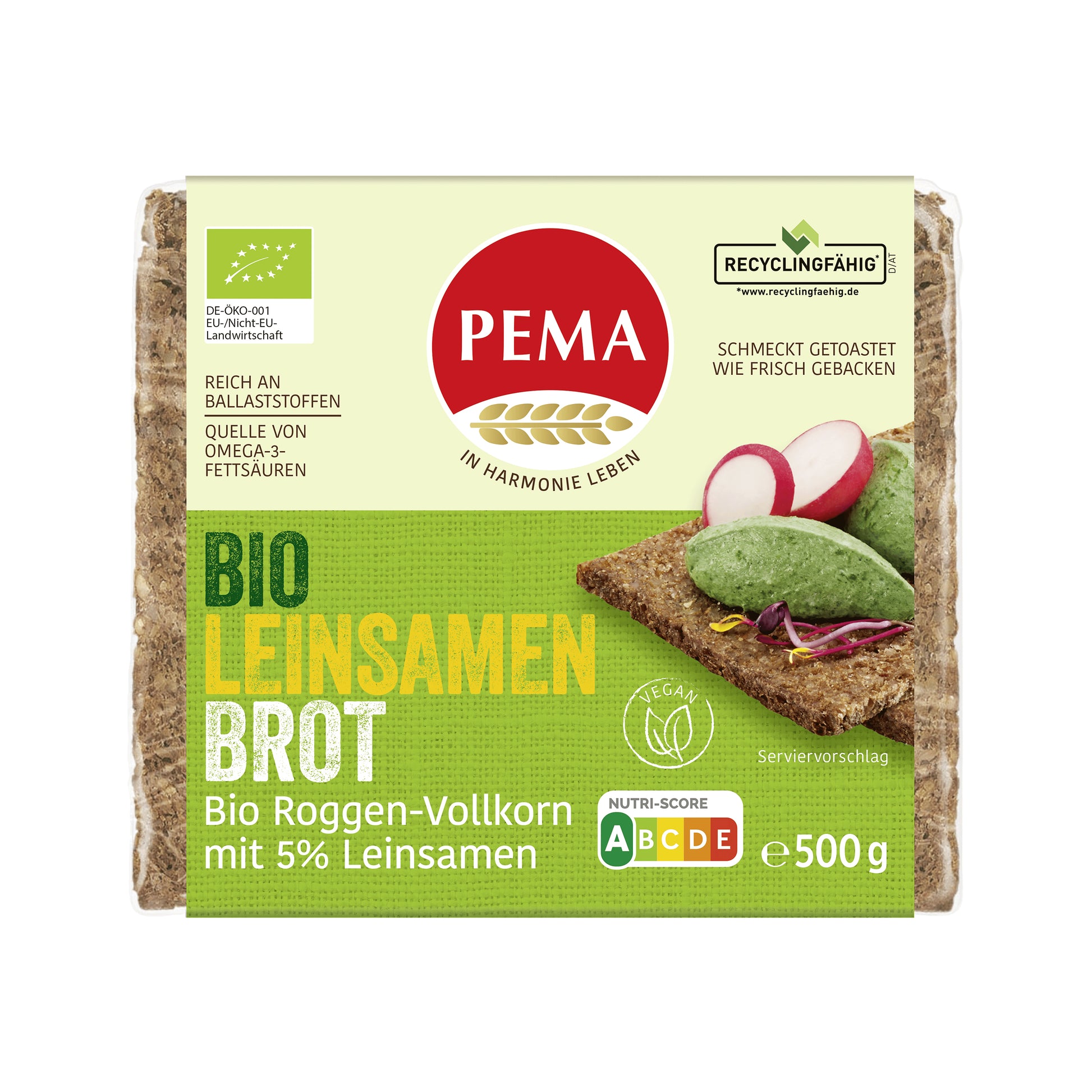 610083 Chléb žitný se lněným semínkem 500 g BIO   PEMA-1