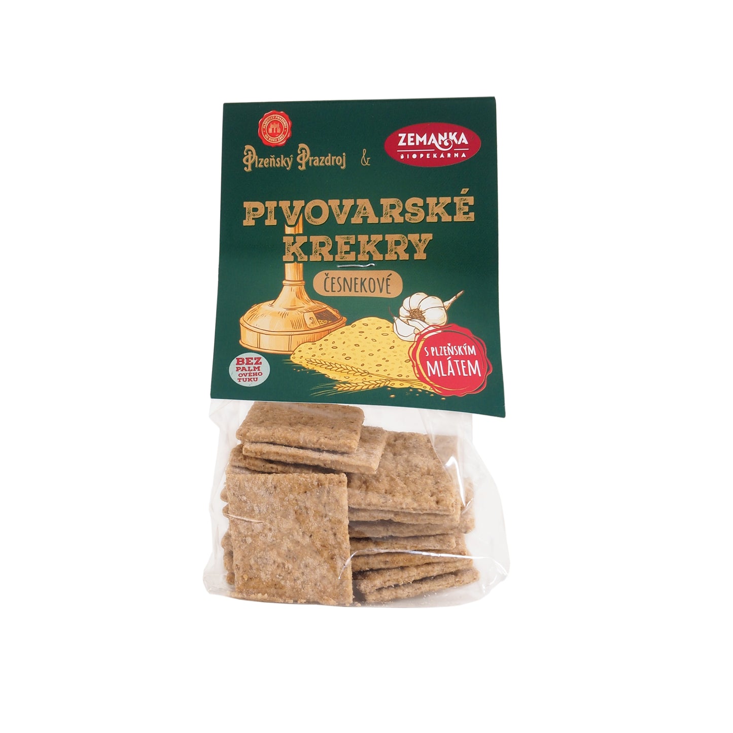 630391 Krekry slané s mlátem z Plzeňského Prazdroje a česnekem 100 g   ZEMANKA-1