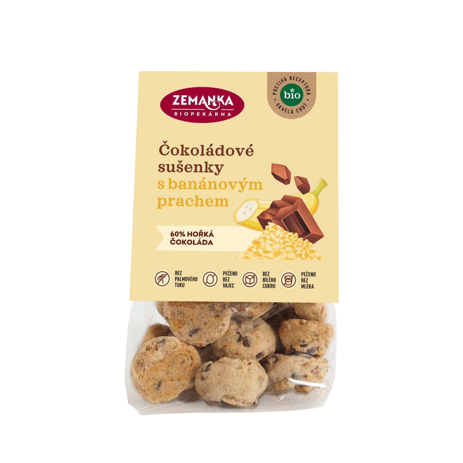 630402 Sušenky s čokoládou a banánovým prachem 100 g BIO   ZEMANKA-1