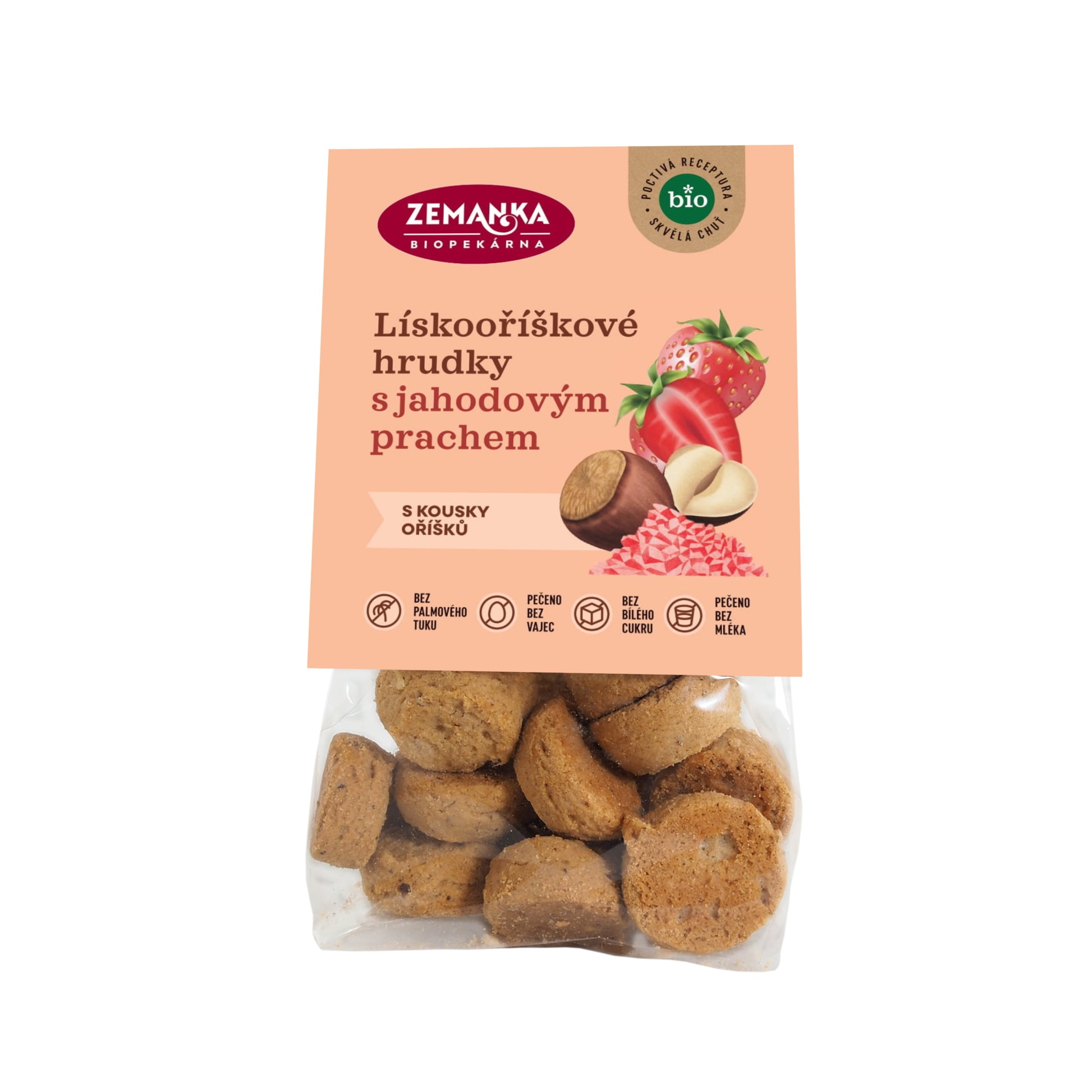 630404 Hrudky lískooříškové s jahodovým prachem 100 g BIO   ZEMANKA-1