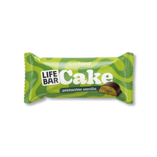630417 Tyčinka Lifebar Cake pistácie a vanilka 35 g BIO   LIFEFOOD-1