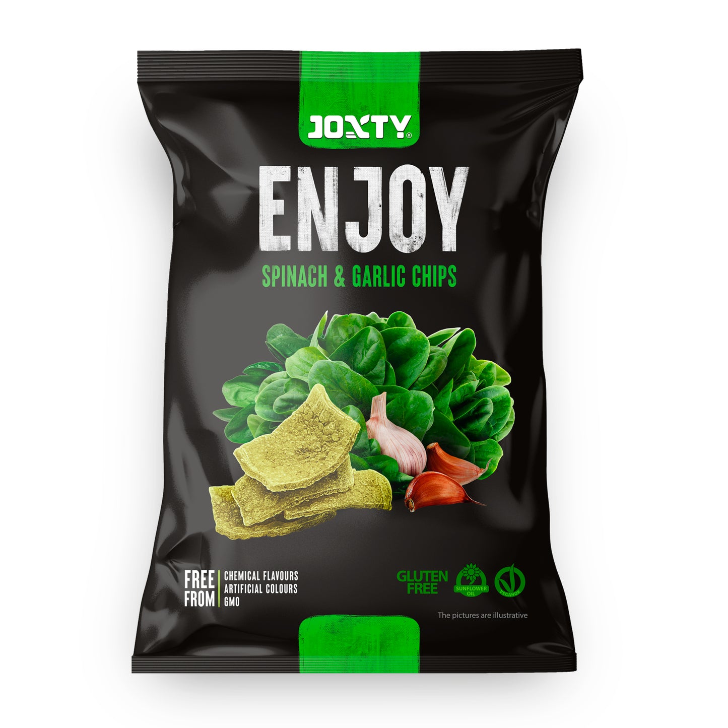 640039 Chipsy bramborové se špenátem a česnekem 40 g   JOXTY ENJOY CHIPS-2