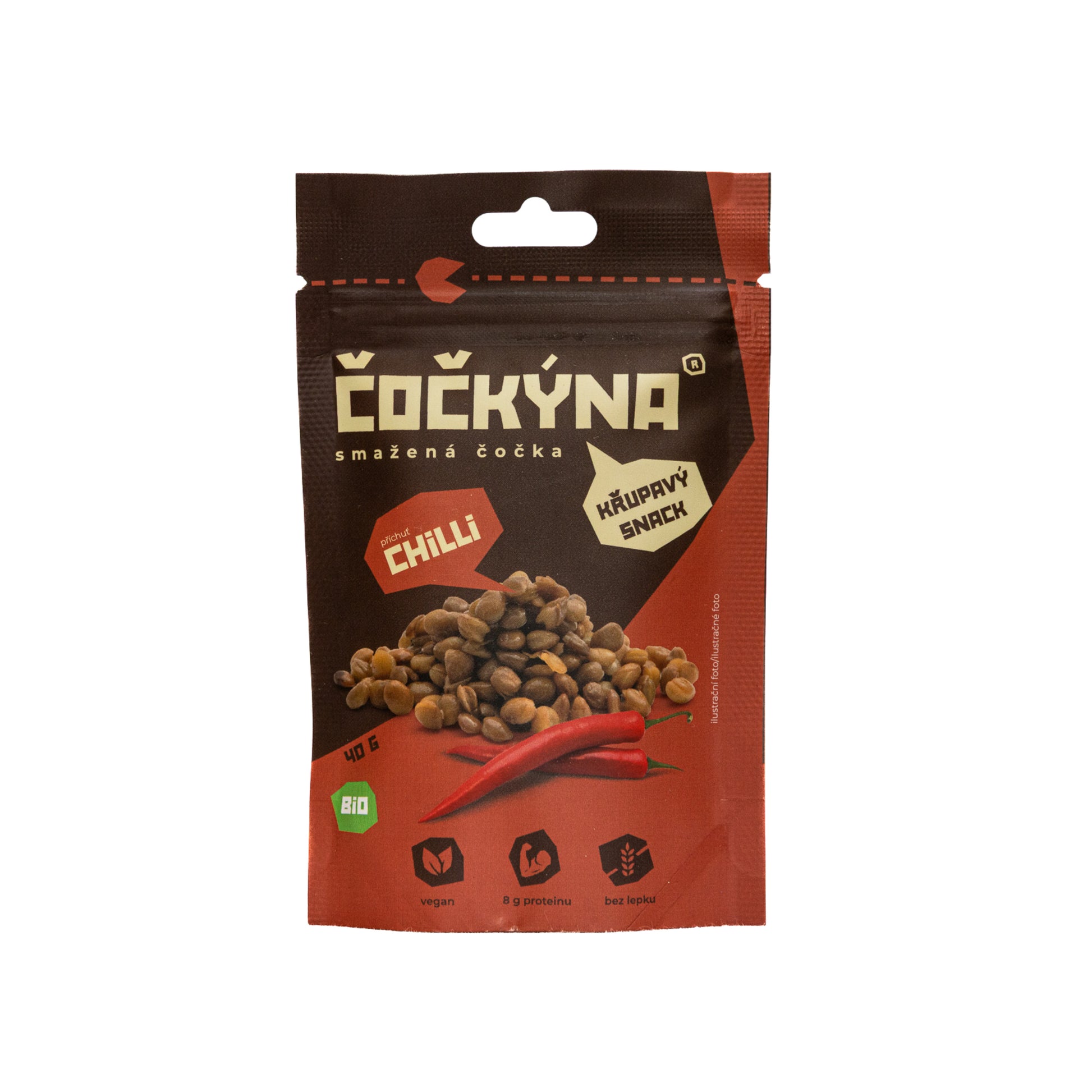 640135 Čočka smažená - chilli 40 g BIO   ČOČKÝNA-1
