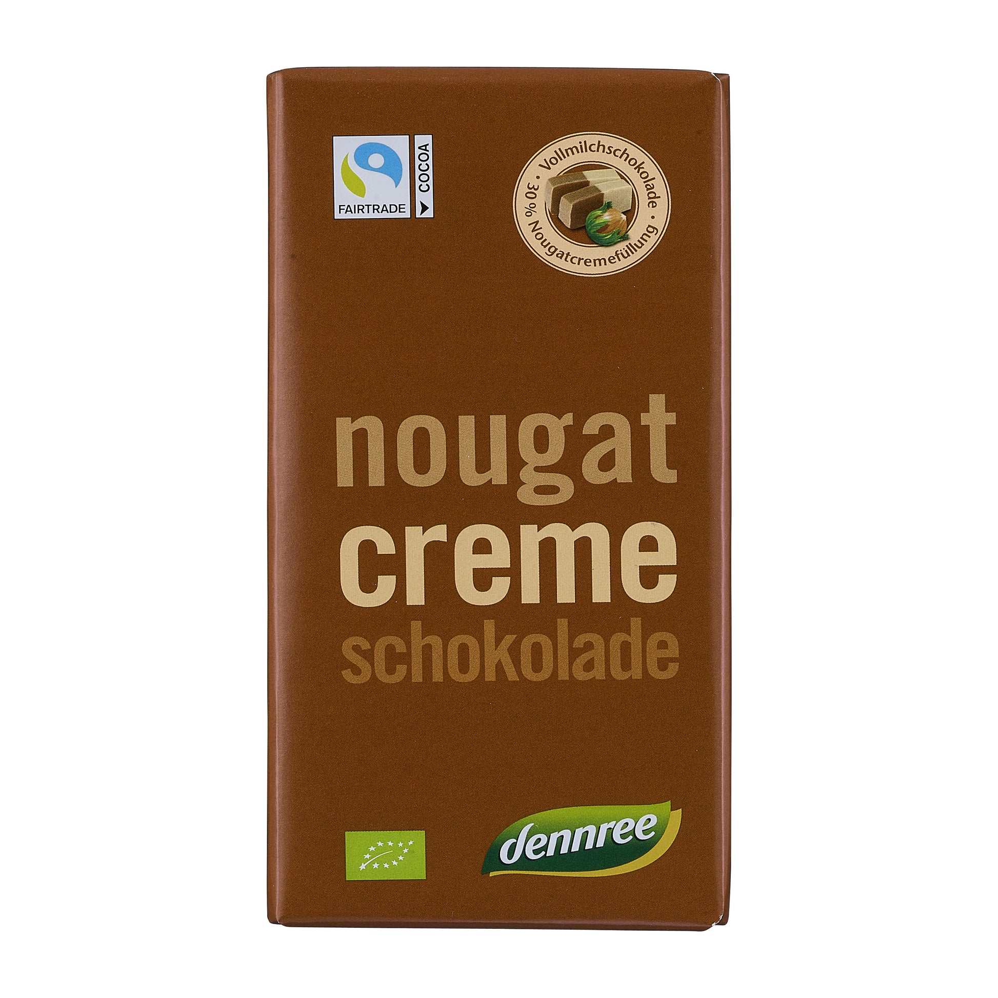 660130 Čokoláda mléčná s krémovou nugátovou náplní 100 g BIO   DENNREE-2